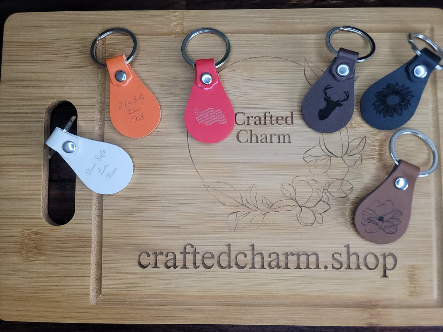 Teardrop Leather Keychain