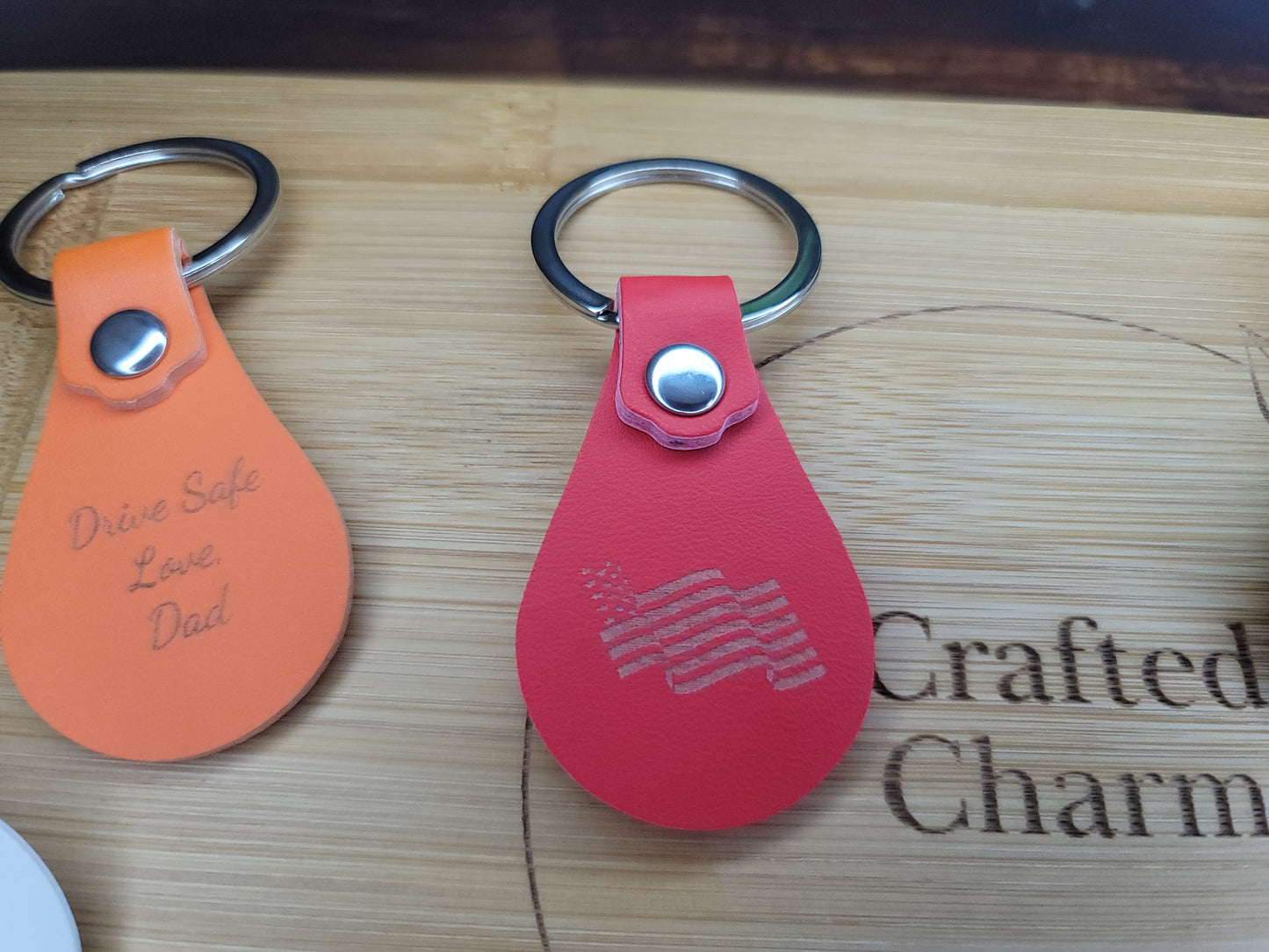 Teardrop Leather Keychain