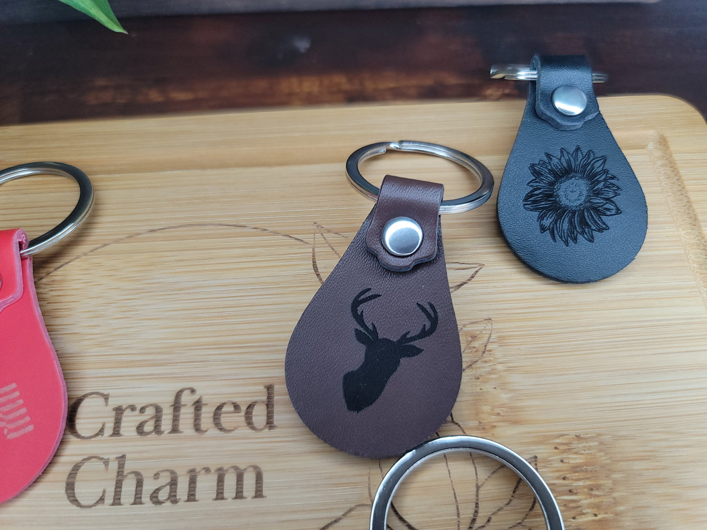 Teardrop Leather Keychain