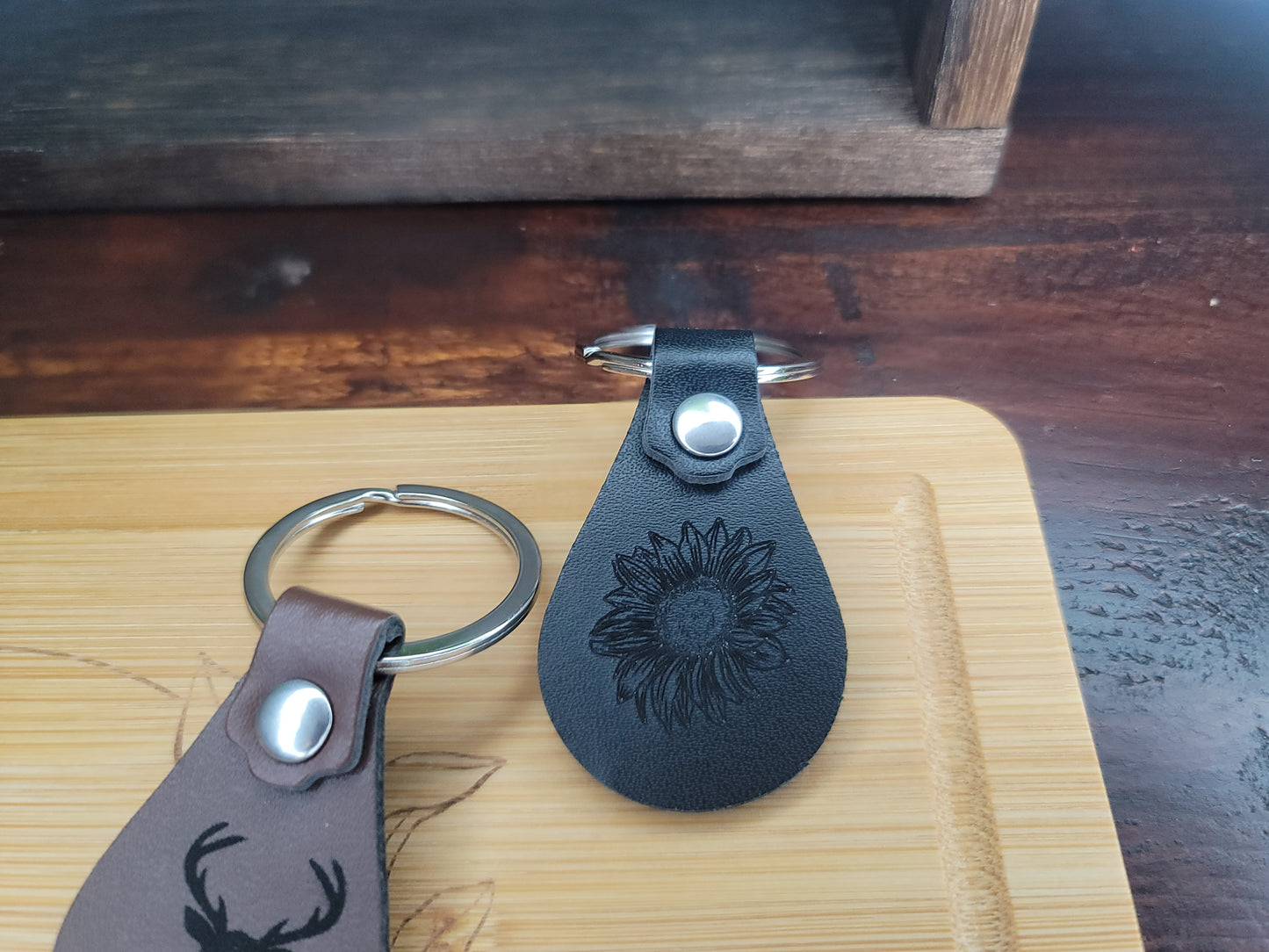 Teardrop Leather Keychain