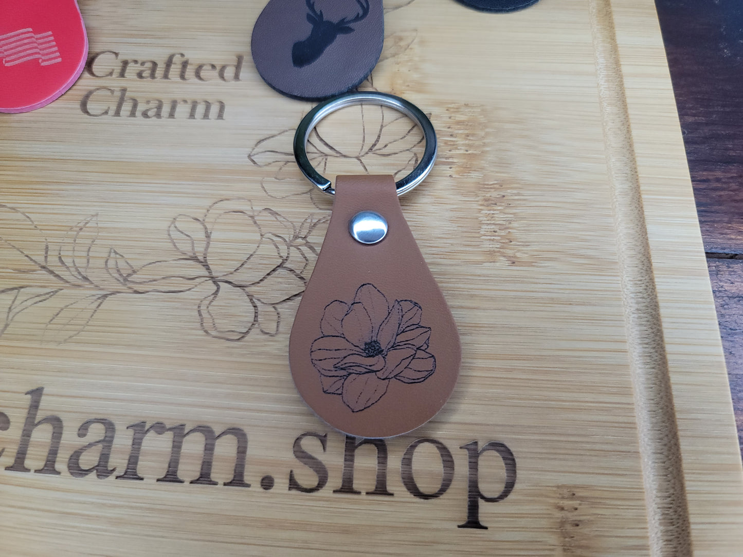 Teardrop Leather Keychain