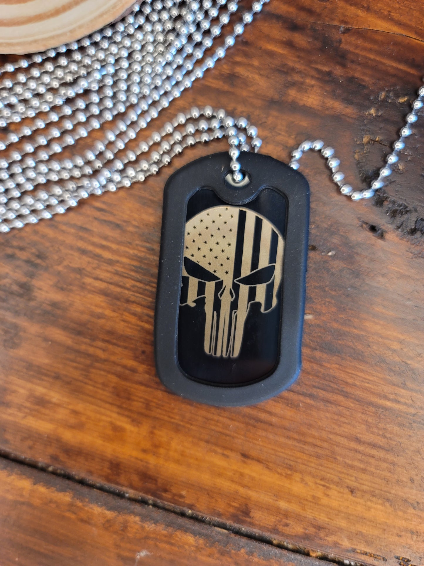 Black Stainless Steel Military Dog Tags with Silicone Sleeve