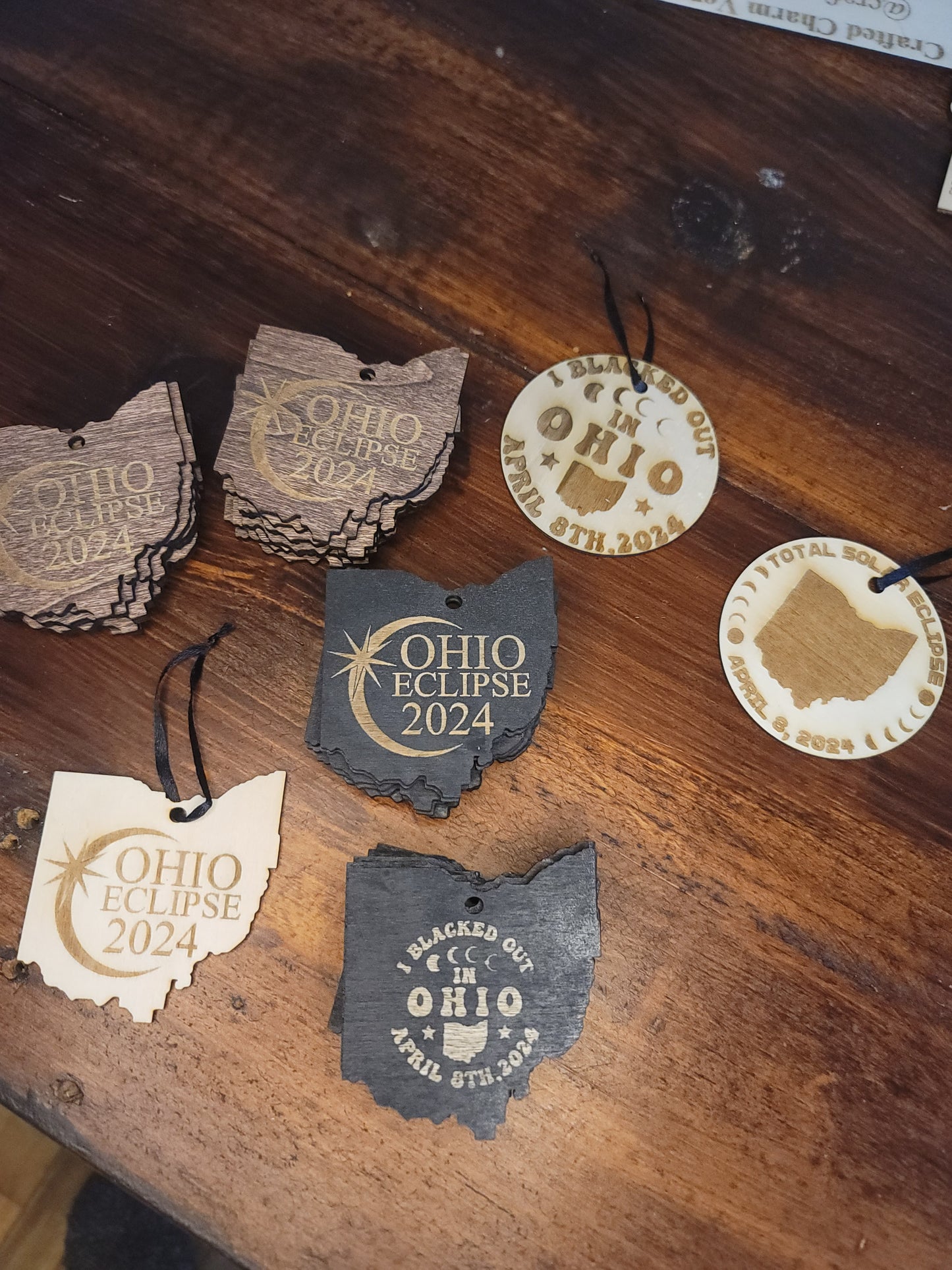 Solar Eclipse Wood Ornaments