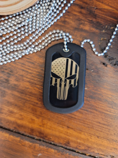 Black Stainless Steel Military Dog Tags with Silicone Sleeve
