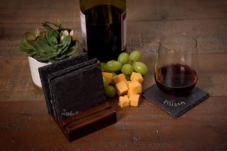 Dark Slotted Wood Coaster Stand